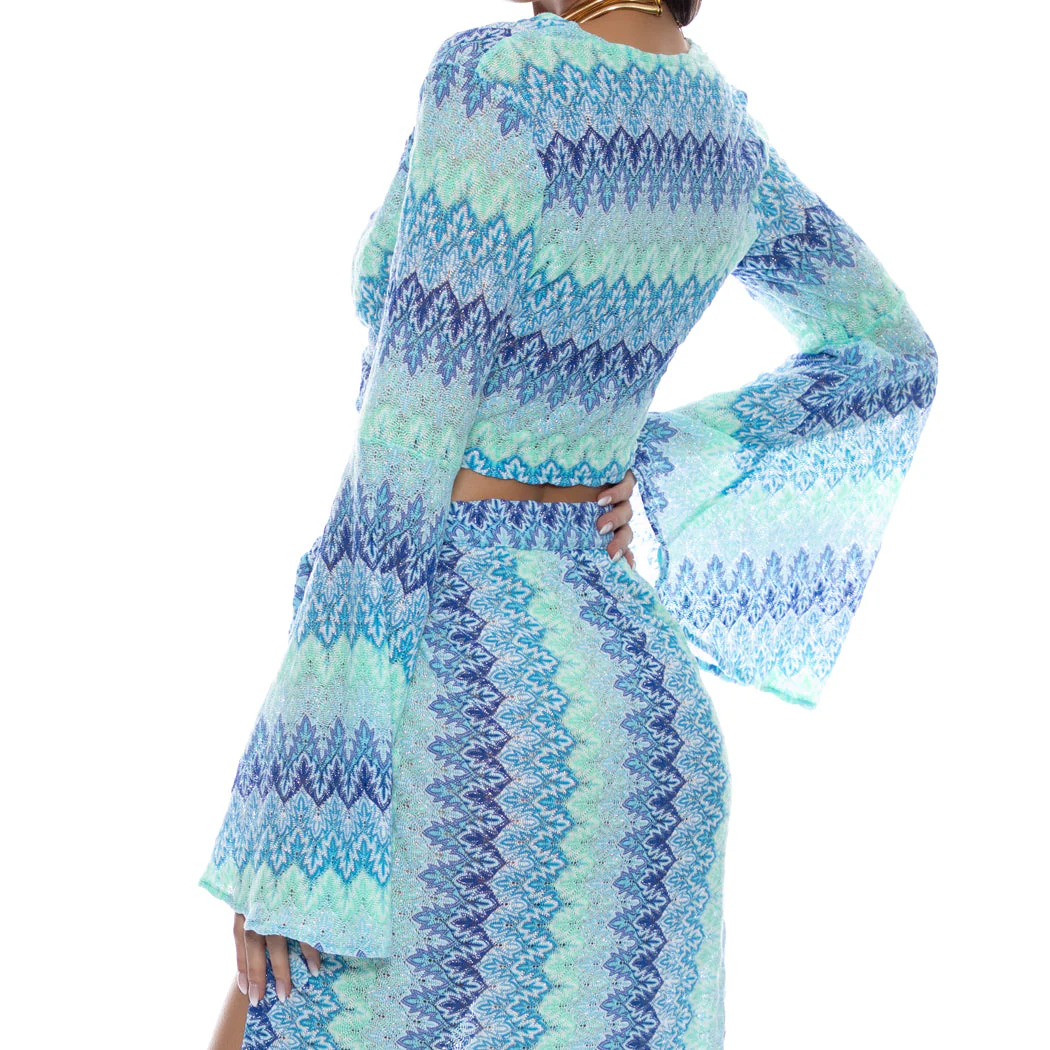 SEVEN SEAS - Bell Sleeve Scrunched Crop Top - Image 2