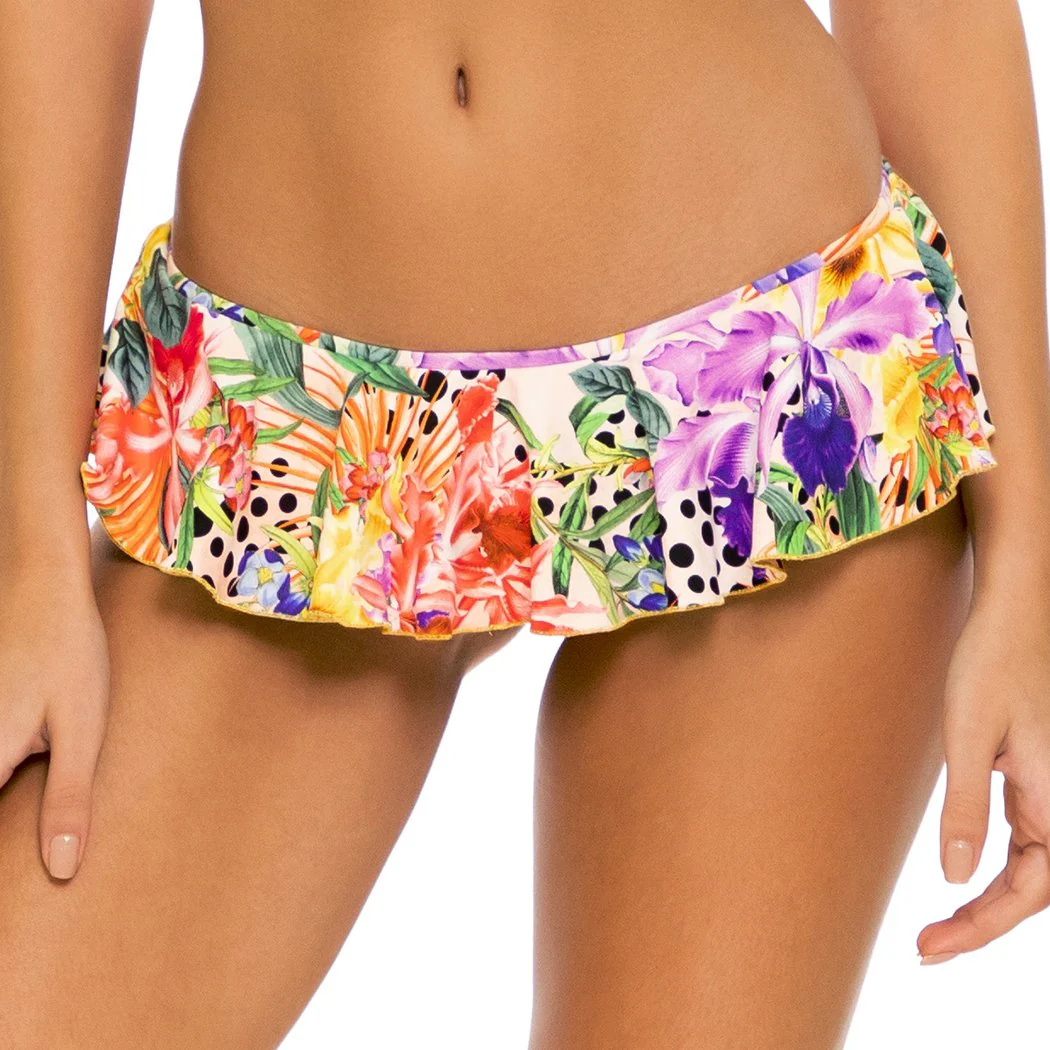 SHOCKING FLORALS - Ruffle Wavy Back Ruched Bottom