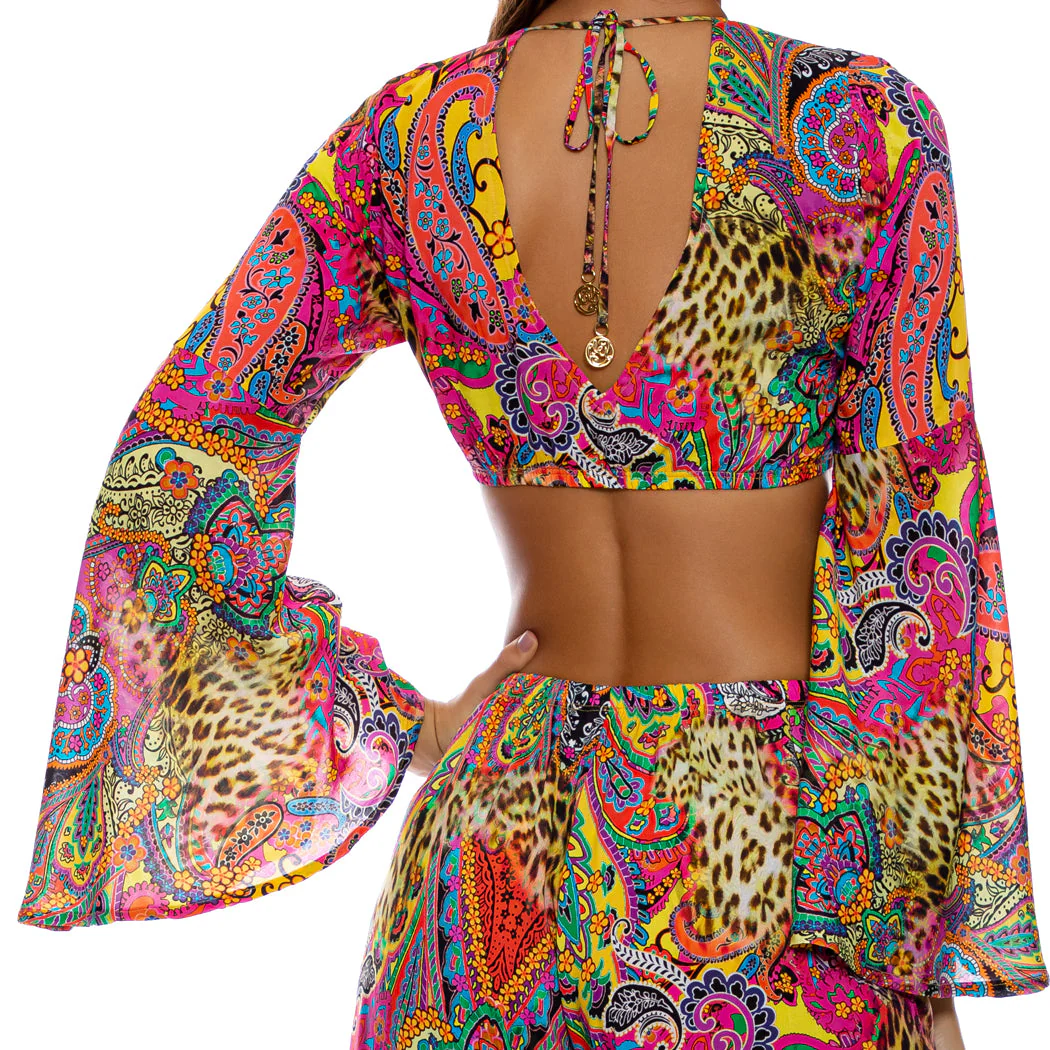 SHORE THING - Bell Sleeve Crop Top - Image 2