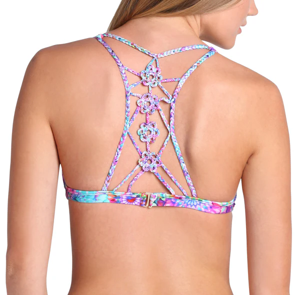 SOL BRILLANTE - Hand Knit Crochet Flowers Back Bra Top - Image 2