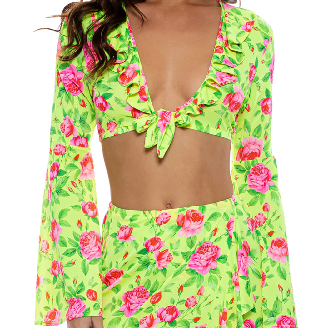 TI AMO - Ruffle Bell Sleeve Crop Top