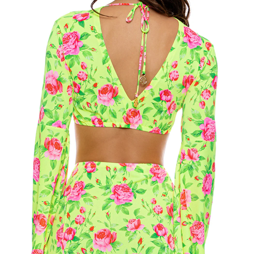 TI AMO - Ruffle Bell Sleeve Crop Top - Image 2