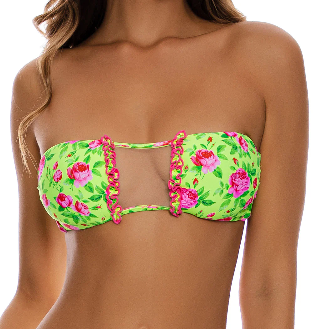 TI AMO - Ruffle Trim Bandeau Top