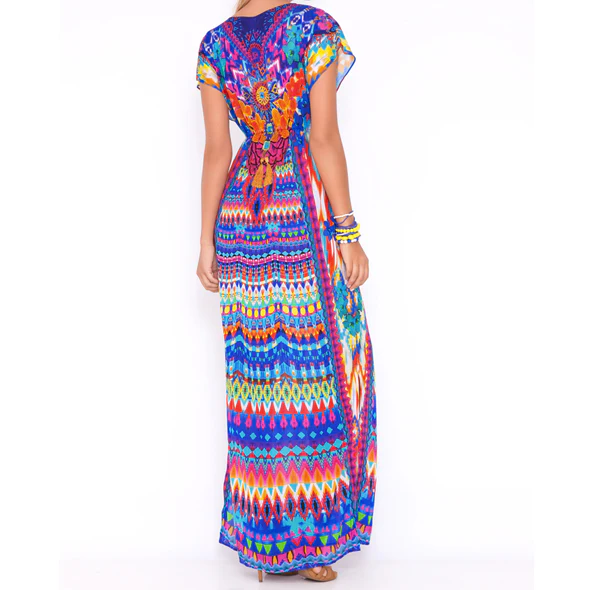 TRIBAL BEACH - Cap Sleeve Long Caftan - Image 2