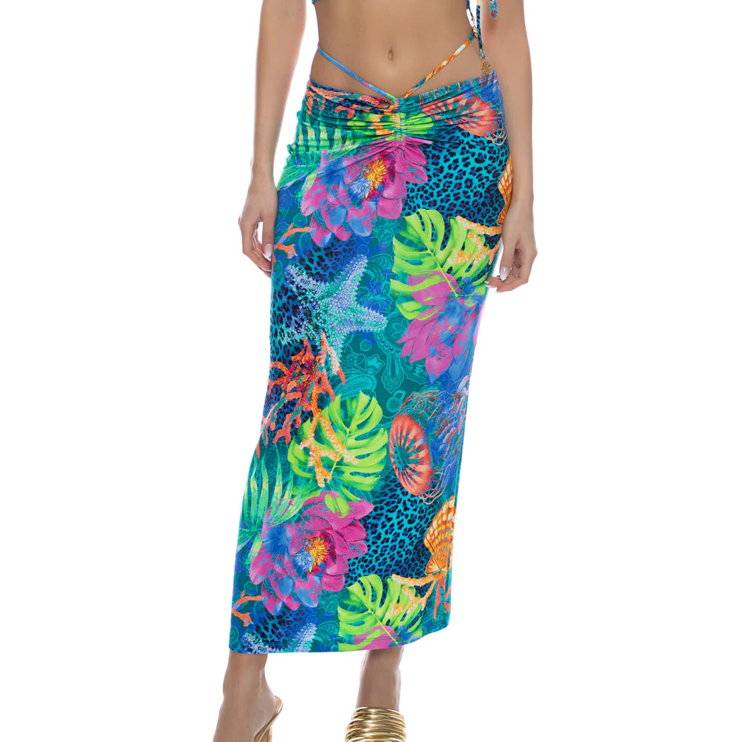 TROPICAL SIREN - Adjustable Shirred Maxi Skirt