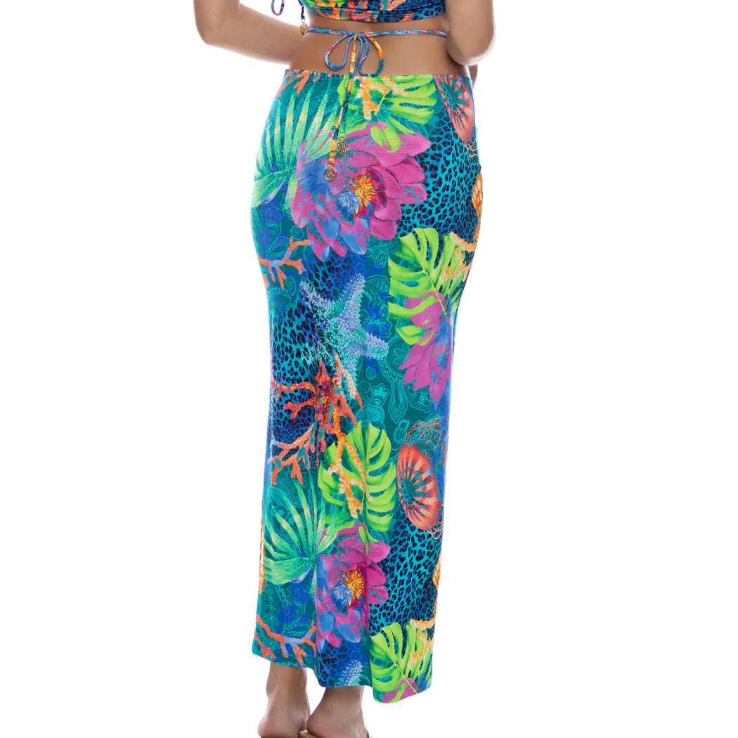 TROPICAL SIREN - Adjustable Shirred Maxi Skirt - Image 2