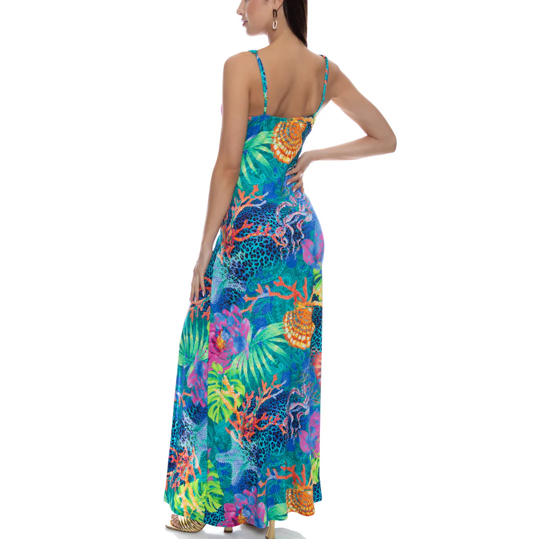 TROPICAL SIREN - Plunge Long Dress - Image 2