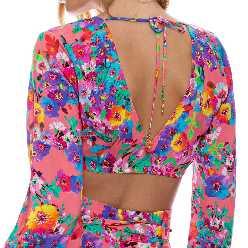 WATER BLOSSOMS - Tie Front Crop Top - Image 4