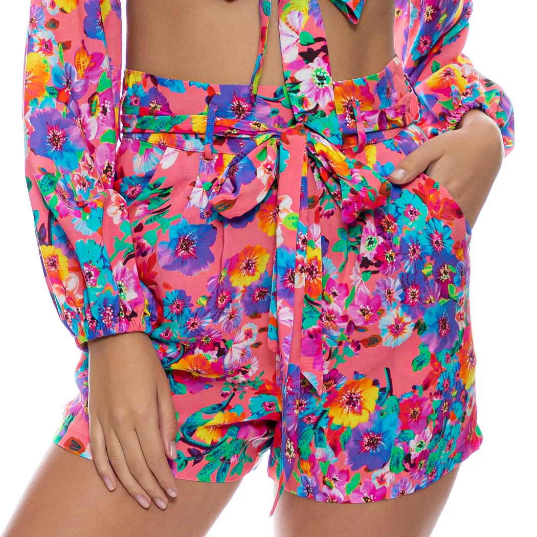 WATER BLOSSOMS - Tie Waist Bermuda Shorts - Image 3