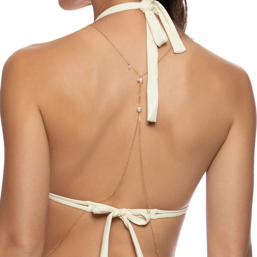 WHITE SANDS - Luxe Stitch Triangle Halter Top - Image 2